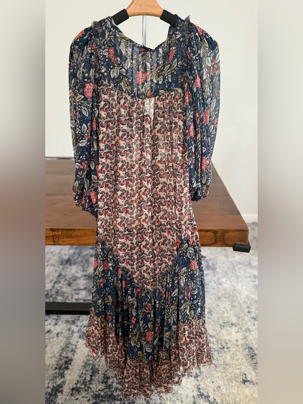 Free People Estelle Chiffon Maxi Dress XS Boho Floral Cottagecore - Picture 5 of 9